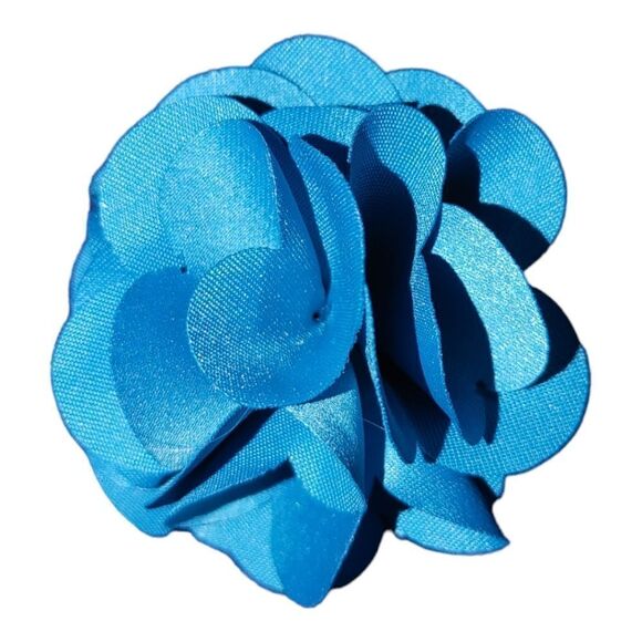MEN'S LARGE SOLID TEAL LAYERED LAPEL PIN FLOWER. - Picture 1 of 2